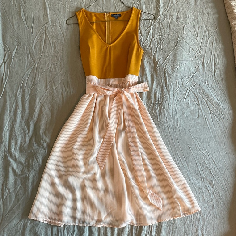 Modcloth Mustard Stripe Midi Dress